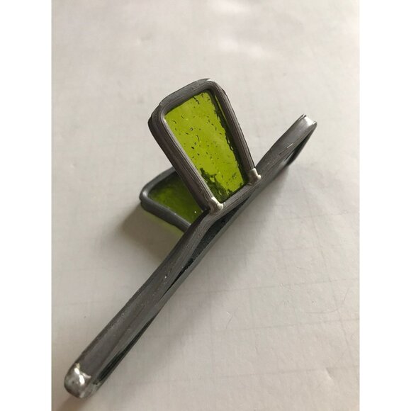 Vintage Stained Glass Crucifix Celtic Cross Handmade Dark Green & Light Green - Picture 6 of 10